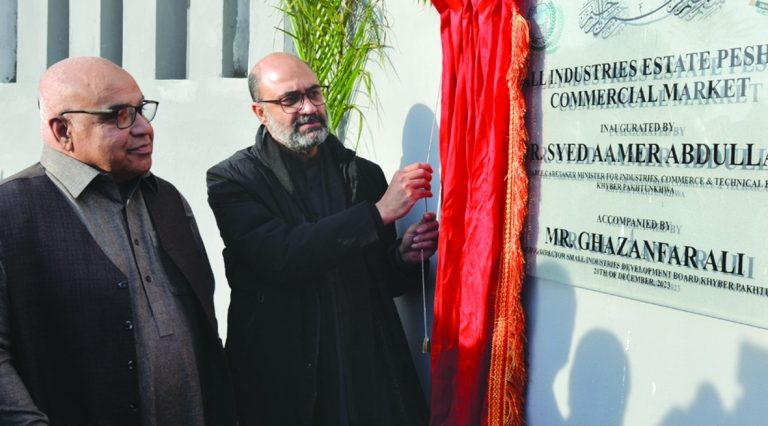 خیبر پختونخوا کے نگران وزیر کا سمال انڈسٹریل اسٹیٹ میں نیا کاروباری مرکز کا افتتاح کیا۔