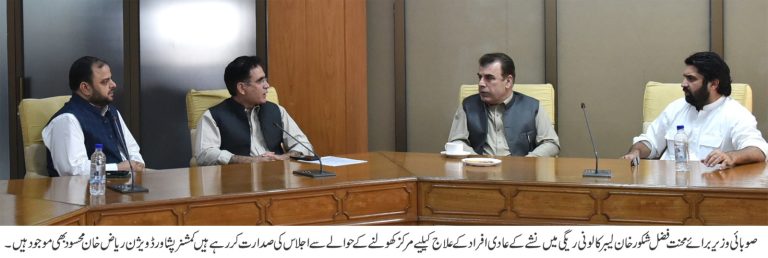 خیبر پختونخوا کے وزیربرائے محنت فضل شکورخان کی زیرصدارت لیبر کالونی ریگی شاہی بالا پشاور میں