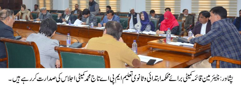 ممبر صوبائی اسمبلی و چیئرمین سٹینڈنگ کمیٹی برائے ایلیمنٹری اینڈ سیکنڈری ایجوکیشن تاج محمد خان ترند کی زیر صدارت