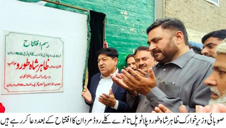 صوبائی وزیر ظاہر شاہ طورو نے پلاٹو پل تا نوے کلے روڈ کا افتتاح کیا