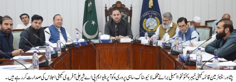خیبرپختونخوا اسمبلی کی قائمہ کمیٹی برائے لائیو سٹاک، فشریز اینڈ کوآپریٹو کا اجلاس