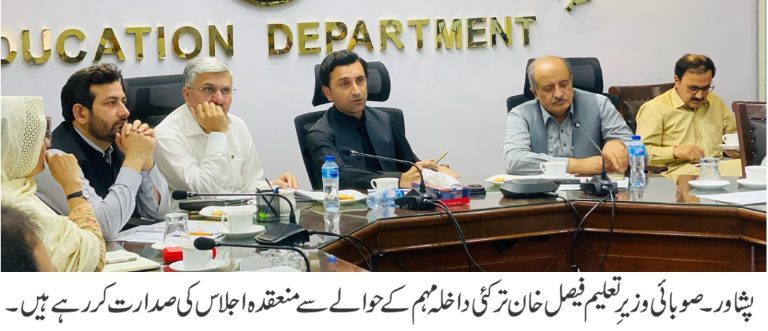 صوبائی وزیر تعلیم فیصل خان ترکئی کی زیر صدارت داخلہ مہم کے حوالے سے جائزہ اجلاس