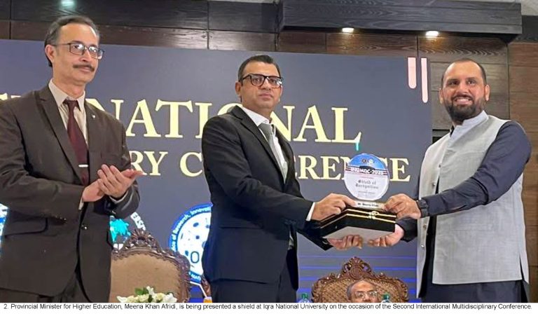 Provincial Minister for Higher Education, Meena Khan Afridi, and Special Assistant to the Chief Minister Khyber Pakhtunkhwa for Science and Information Technology, Dr. Shafqat Ayaz, invited as Chief Guests at the Second International Multidisciplinary Conference held at Iqra National University Peshawa