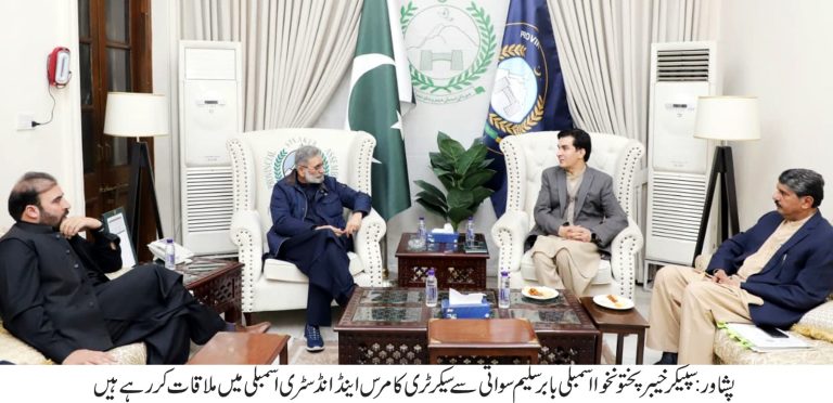 سپیکر خیبرپختونخوا اسمبلی بابر سلیم سواتی سے سیکرٹری کامرس اینڈ انڈسٹری کی ملاقات اسمبلی سیکرٹریٹ پشاور میں منعقد ہوئی، جس میں محکمہ صنعت، تجارت اور فنی تربیتی اداروں کے مختلف امور پر تفصیلی تبادلہ خیال کیا گیا۔