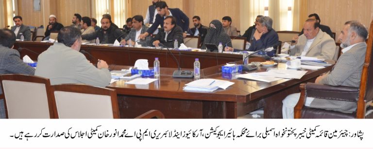 A meeting of the Standing Committee of the Khyber Pakhtunkhwa Assembly on Higher Education, Archives and Libraries Department was held on Monday at the Provincial Assembly Secretariat, Peshawar