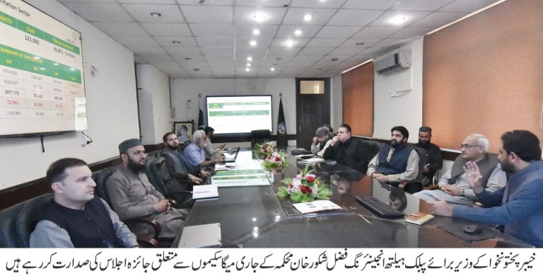 KP Minister Fazal Shakoor Khan chairs important review meeting on mega schemes of Public Health Engineering Department