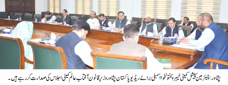 ریڈیو پاکستان پشاور سے متعلق خیبر پختونخوا اسمبلی کی قائم کی گئی خصوصی کمیٹی کا تیسرا اجلاس پیر کے روز اسمبلی سیکرٹریٹ پشاور میں منعقد ہوا