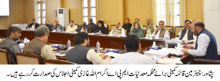 خیبر پختونخوا اسمبلی کی قائمہ کمیٹی برائے محکمہ معدنیات کا اجلاس منگل کے روز صوبائی اسمبلی سیکرٹریٹ پشاور میں منعقد ہوا