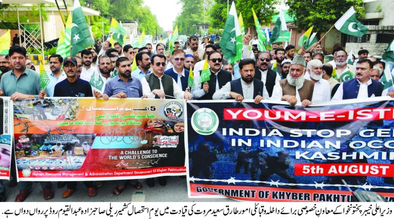 یومِ استحصالِ کشمیر کے موقع پر ریلی، بھارتی اقدامات کی شدید مذمت