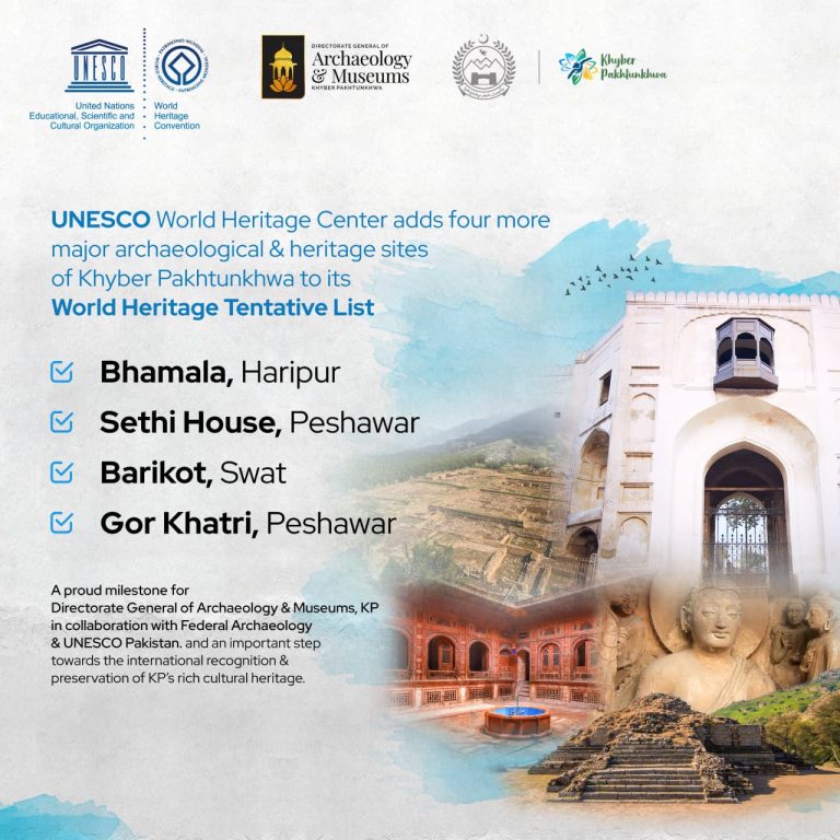 یونیسکو کے عالمی ورثہ مرکز کی جانب سے خیبر پختونخوا کے مزید چار اہم تاریخی مقامات کو عالمی ورثہ کی عارضی فہرست میں شامل کرنا ,خیبر پختونخوا حکومت کی تاریخی کامیابی