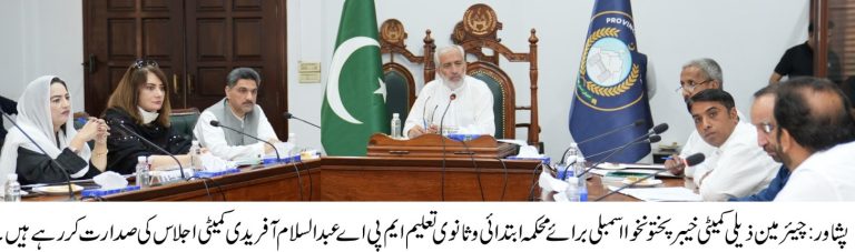 خیبر پختونخوا اسمبلی کی قائمہ کمیٹی برائے محکمہ ابتدائی و ثانوی تعلیم کی ذیلی کمیٹی کا اجلاس، ہزاروں اساتذہ کی سینیارٹی کا مسئلہ حل کرنے کے لیے قانونی ترمیم کی ہدایت